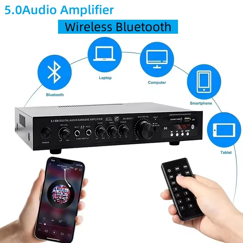 Home Cinema Audio System - AV-369BT Bluetooth 5.1 Ses Hoparlörü AMP