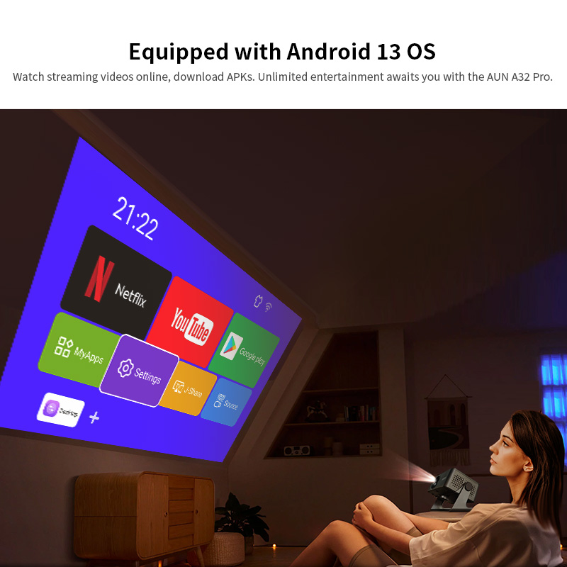 AUN A32 Pro Android 13 Projekt - Home Cinema Setup incelemesi ve fiyatı